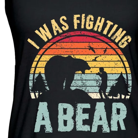 I Was Fighting A Bear Funny Injury Recovery Get Well Soon Ladies Essential Flowy Tank