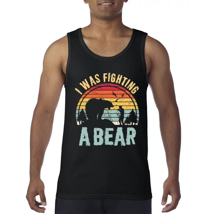 I Was Fighting A Bear Funny Injury Recovery Get Well Soon Tank Top