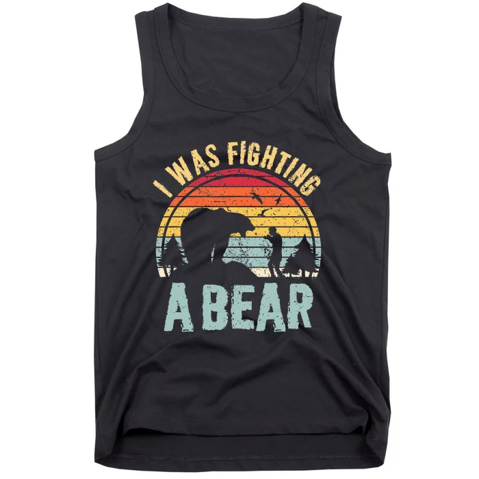 I Was Fighting A Bear Funny Injury Recovery Get Well Soon Tank Top