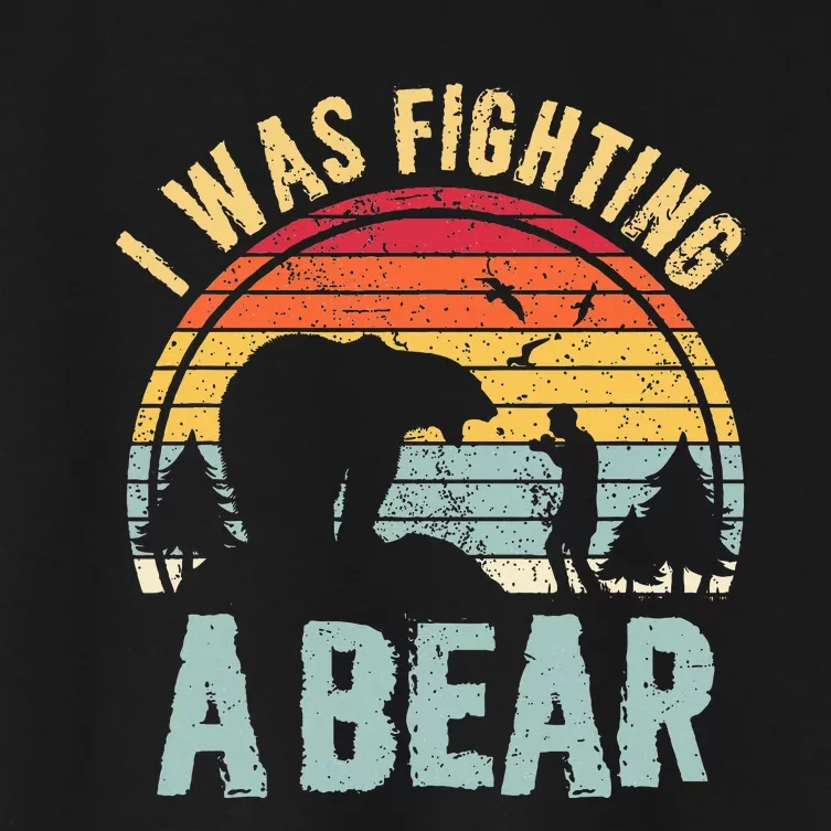 I Was Fighting A Bear Funny Injury Recovery Get Well Soon Women's Crop Top Tee