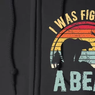 I Was Fighting A Bear Funny Injury Recovery Get Well Soon Full Zip Hoodie