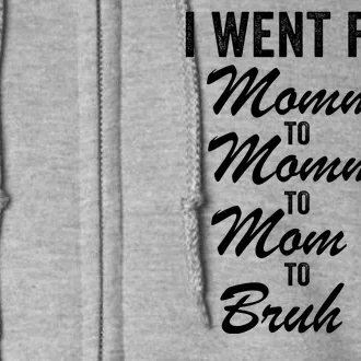 I Went From Momma To Mommy To Mom To Bruh Mom Life Funny Mothers Day Women Full Zip Hoodie