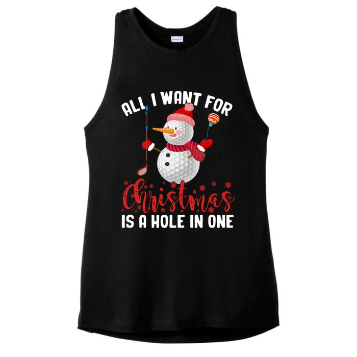 I Want For Christmas Is A Hole In One Golf Ball Snow Xmas Funny Gift Ladies Tri-Blend Wicking Tank