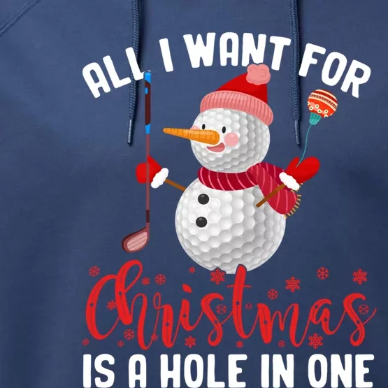 I Want For Christmas Is A Hole In One Golf Ball Snow Xmas Funny Gift Performance Fleece Hoodie