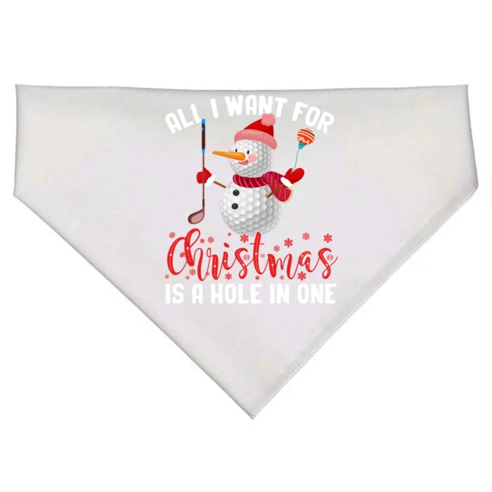 I Want For Christmas Is A Hole In One Golf Ball Snow Xmas Funny Gift USA-Made Doggie Bandana