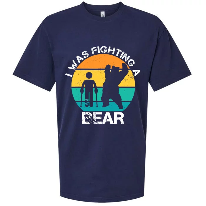 I Was Fighting A Bear Broken Leg Injury Recovery Sueded Cloud Jersey T-Shirt