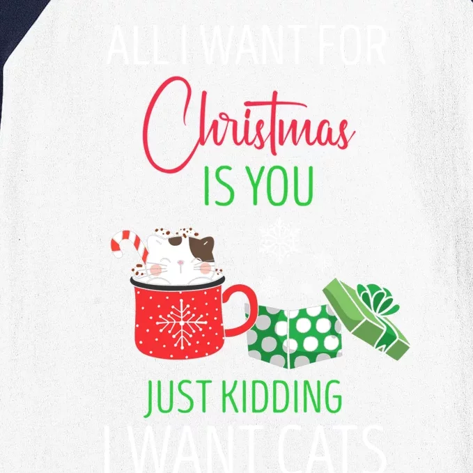 I Want For Christmas Is You Just Ding I Want Cats Present Gift Baseball Sleeve Shirt