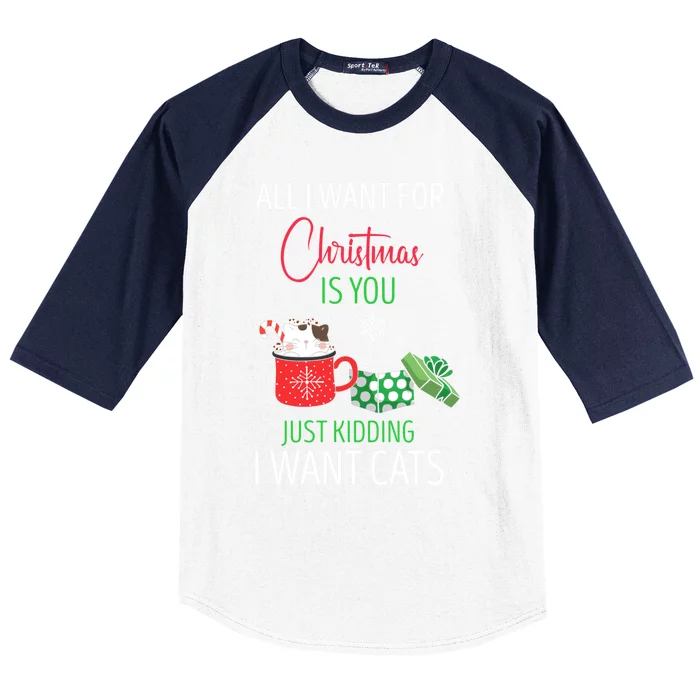 I Want For Christmas Is You Just Ding I Want Cats Present Gift Baseball Sleeve Shirt