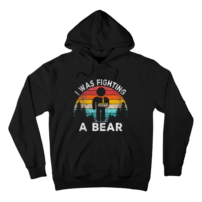 I Was Fighting A Bear Get Well Soon Broken Arm Surgery Retro Hoodie