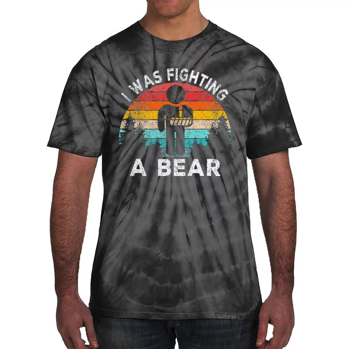 I Was Fighting A Bear Get Well Soon Broken Arm Surgery Retro Tie-Dye T-Shirt