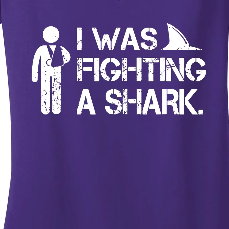 I Was Fighting A Shark Women's V-Neck T-Shirt