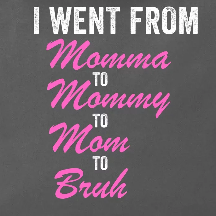 I Went From Momma To Mommy To Mom To Bruh Funny Mothers Day Women Mom Life Zip Tote Bag