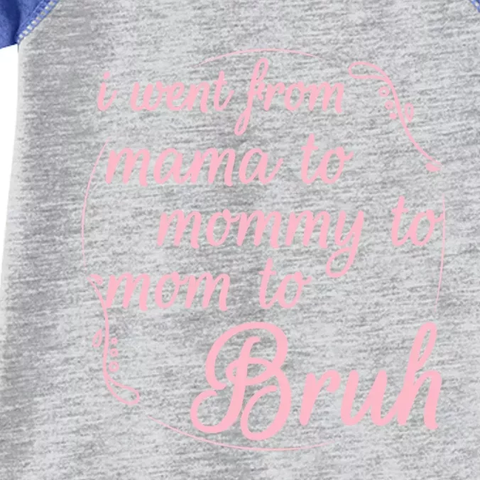 I Went From Mama To Mommy To Mom To Bruh Funny Gift Infant Baby Jersey Bodysuit