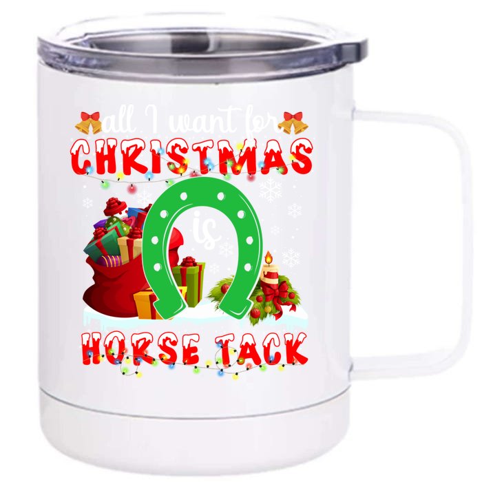 I Want For Christmas Is Horse Tack Funny Gift Front & Back 12oz Stainless Steel Tumbler Cup