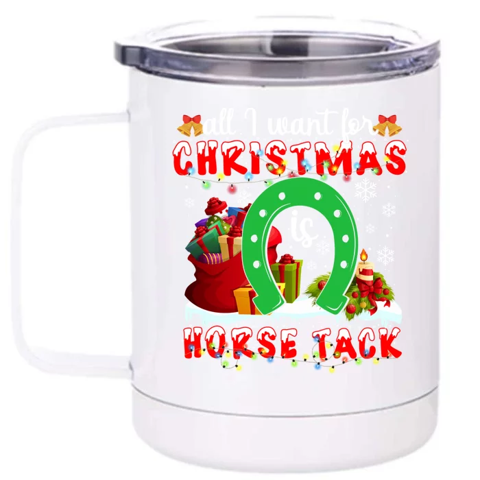 I Want For Christmas Is Horse Tack Funny Gift Front & Back 12oz Stainless Steel Tumbler Cup