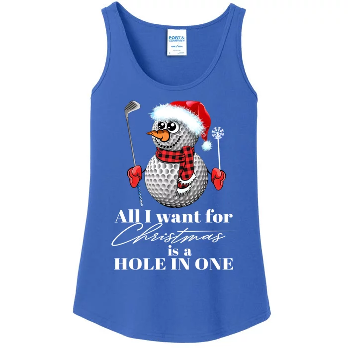 I Want For Christmas Is A Hole In One Golf Ball Snow Xmas Funny Gift Ladies Essential Tank