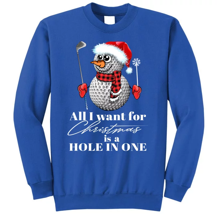 I Want For Christmas Is A Hole In One Golf Ball Snow Xmas Funny Gift Tall Sweatshirt