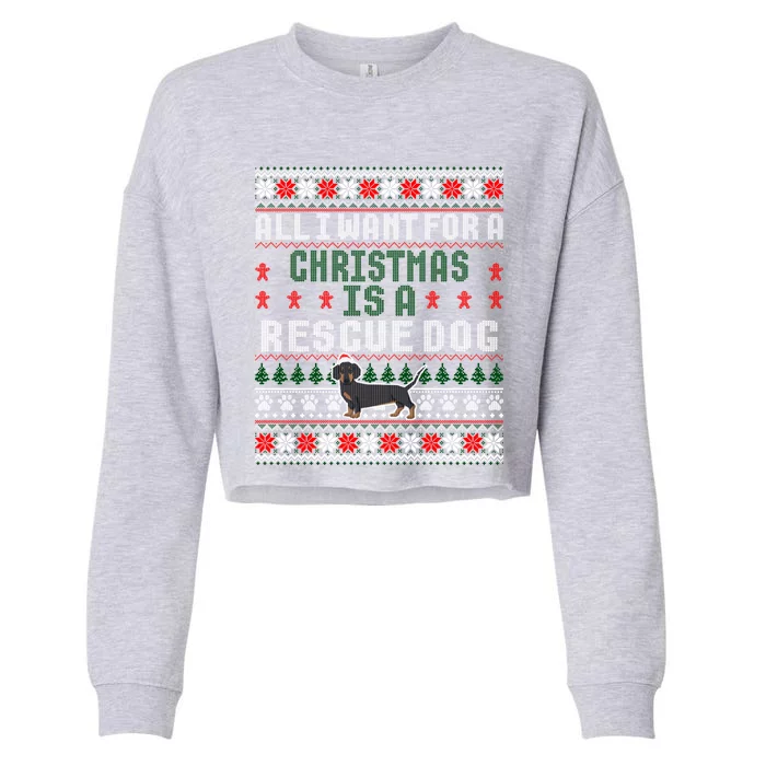 I Want For A Christmas Is A Rescue Dog Ugly Sweater Meaningful Gift Cropped Pullover Crew