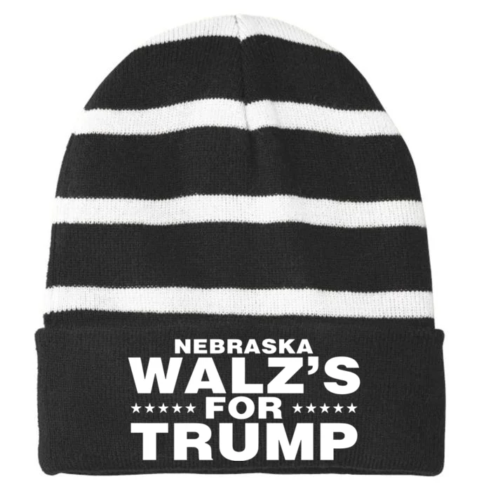 Im WalzS Family Members Wearing Nebraska WalzS For Trump Striped Beanie with Solid Band