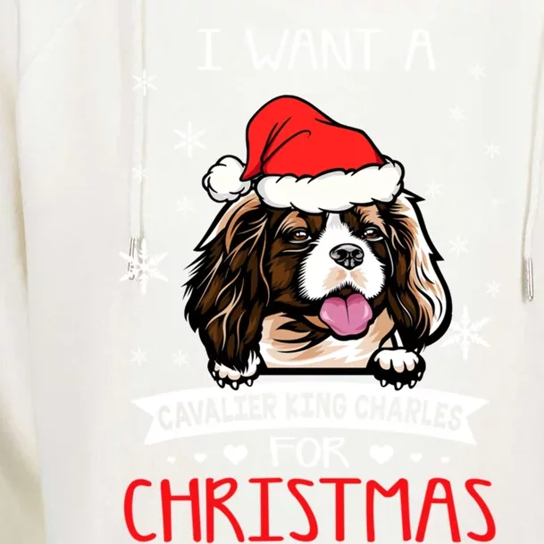 I Want For Christmas Is A Cavalier King Charles Spaniel Gift Womens Funnel Neck Pullover Hood