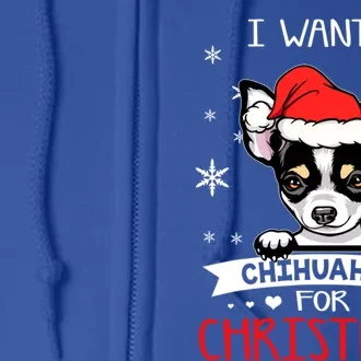 I Want For Christmas Is A Chihuahua Dog Santa Hat Funny Gift Full Zip Hoodie