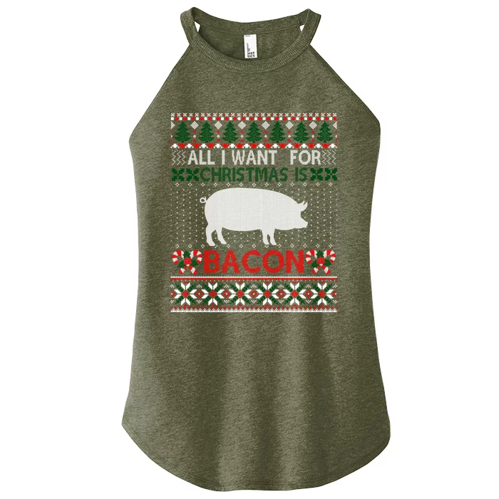 I Want For Christmas Is Bacon Pig Ugly Christmas Sweater Gift Women’s Perfect Tri Rocker Tank