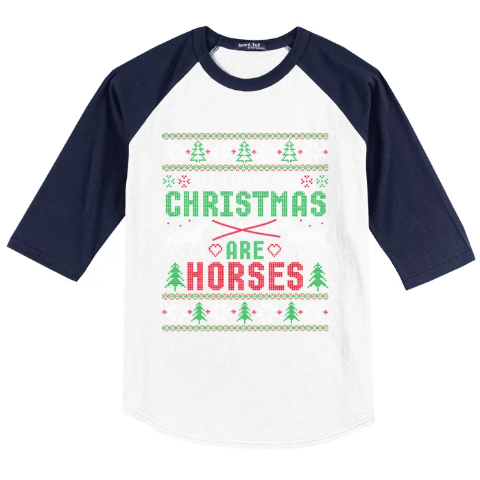 I Want For Christmas Are Horses Ugly Xmas Sweater Cute Gift Baseball Sleeve Shirt