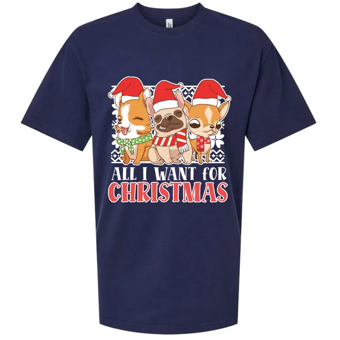 I Want For Christmas Corgi Bulldog Chihuahua Gift Sueded Cloud Jersey T-Shirt