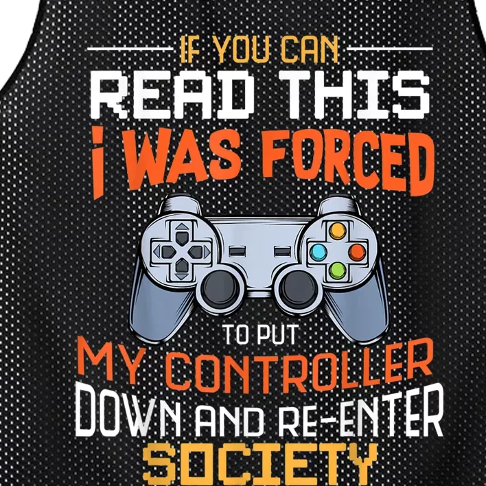 I Was Forced To Put My Controller Down Funny Gaming Mesh Reversible Basketball Jersey Tank