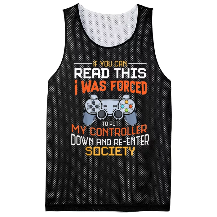 I Was Forced To Put My Controller Down Funny Gaming Mesh Reversible Basketball Jersey Tank