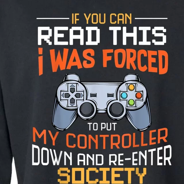 I Was Forced To Put My Controller Down Funny Gaming Cropped Pullover Crew