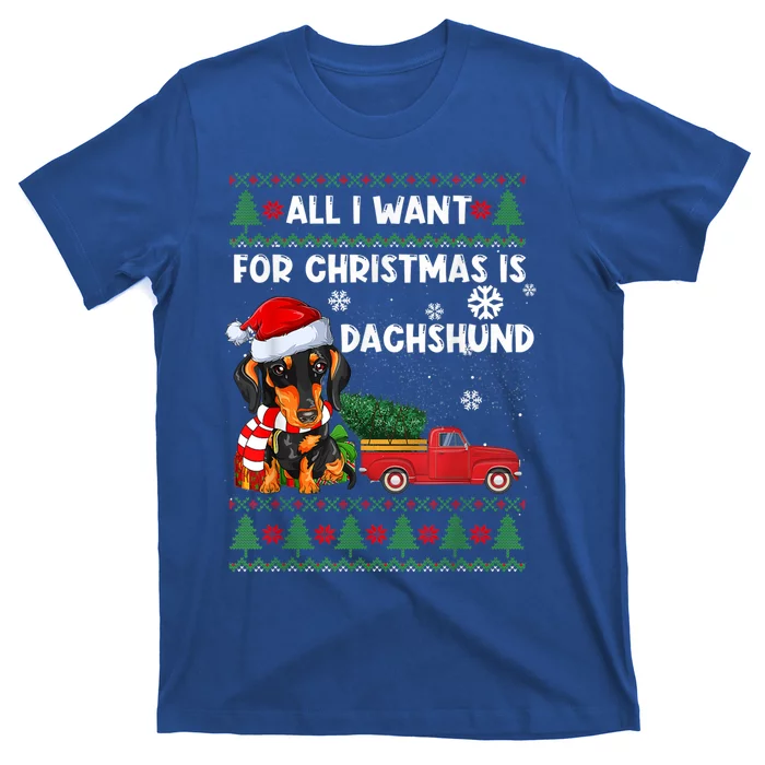 I Want For Christmas Is Dachshund Ugly Christmas Sweater Pet Gift T-Shirt