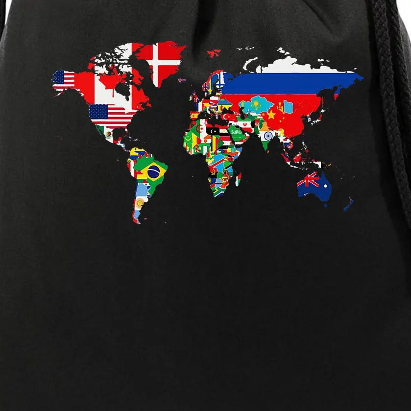 International World Flags  Flags World Map Drawstring Bag