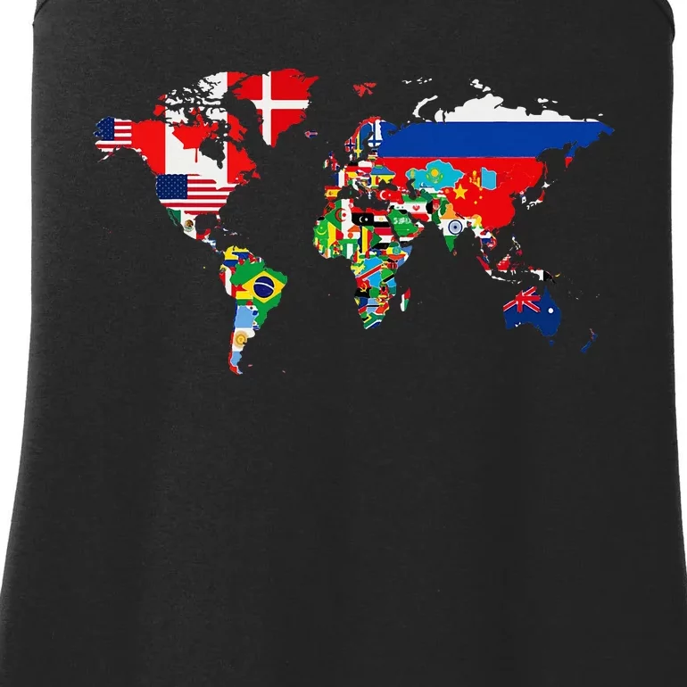 International World Flags  Flags World Map Ladies Essential Tank