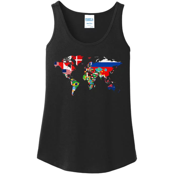 International World Flags  Flags World Map Ladies Essential Tank