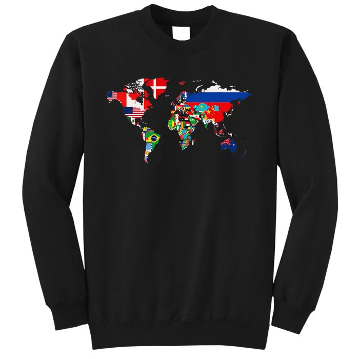 International World Flags  Flags World Map Tall Sweatshirt