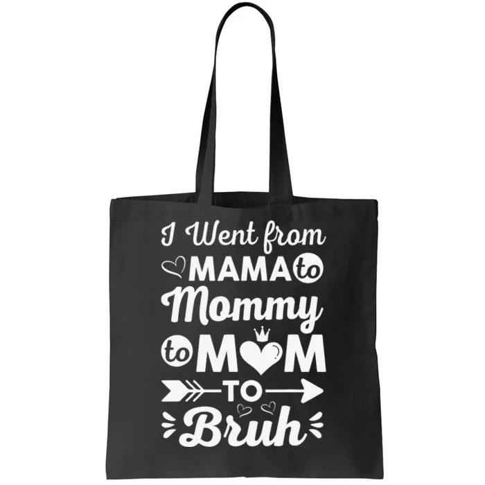 I Went From Mom Bruh Funny Mothers Day Gifts for Mom Tote Bag