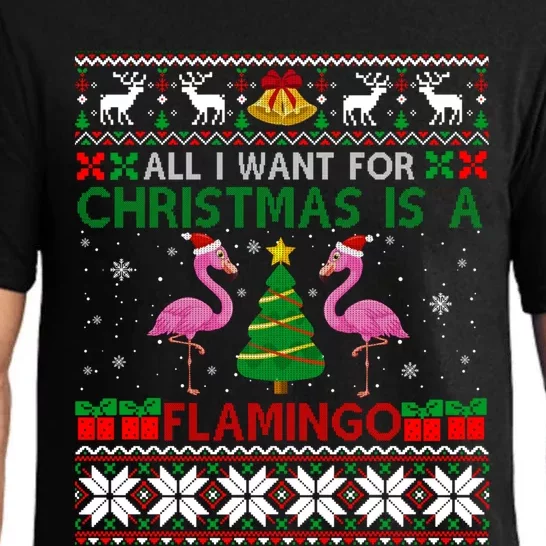 I Want For Christmas Is A Flamingo Merry Xmas Ugly Sweater Gift Pajama Set