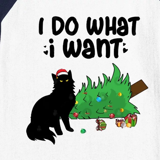 Ido Whatiwant Funny Cat Christmas Tree Cute Gift Baseball Sleeve Shirt