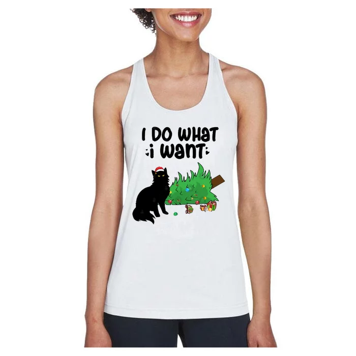 Ido Whatiwant Funny Cat Christmas Tree Cute Gift Women's Racerback Tank