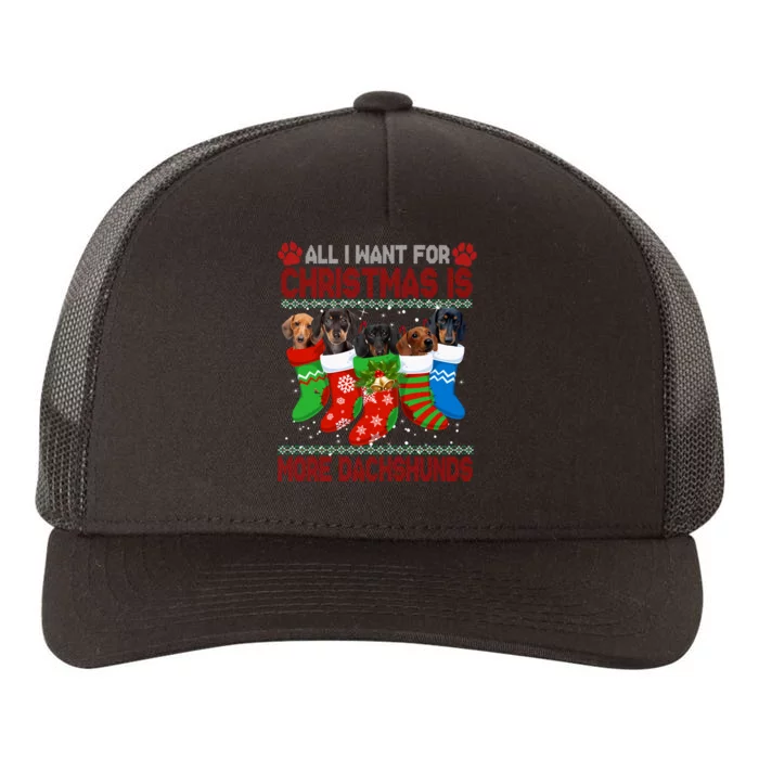 I Want For Christmas Is More Dachshunds Ugly Xmas Dog Lovers Long Sleeve Yupoong Adult 5-Panel Trucker Hat