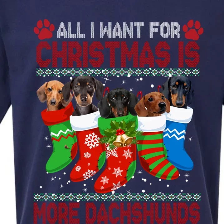 I Want For Christmas Is More Dachshunds Ugly Xmas Dog Lovers Long Sleeve Sueded Cloud Jersey T-Shirt