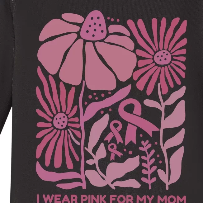 I Wear For My Mom Breast Cancer Awareness Baby Long Sleeve Bodysuit