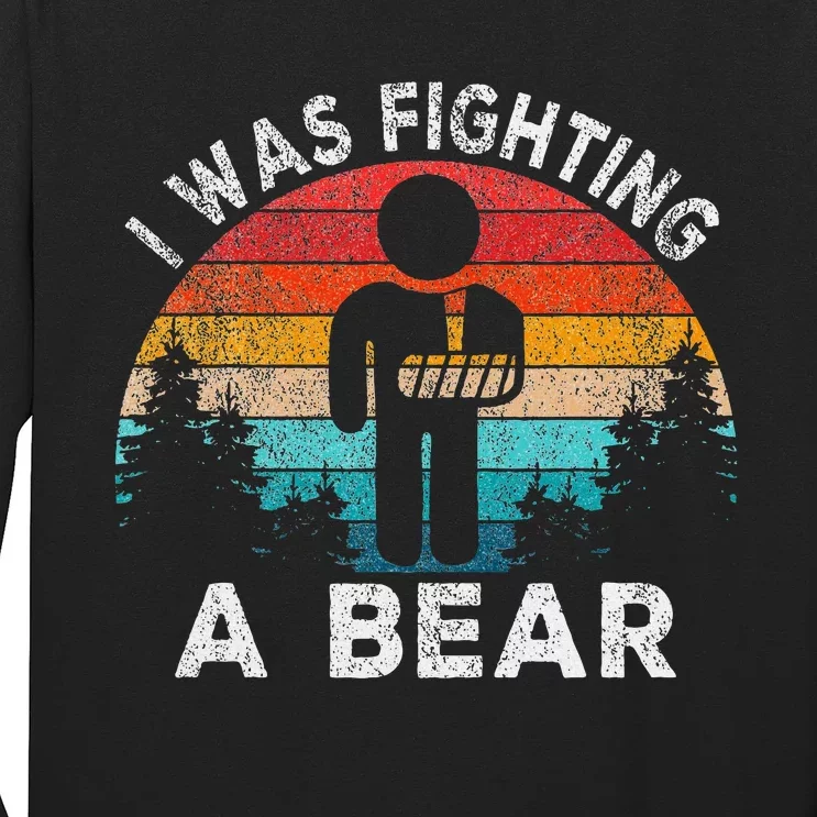 I Was Fighting A Bear Get Well Soon Broken Arm Surgery Retro Long Sleeve Shirt