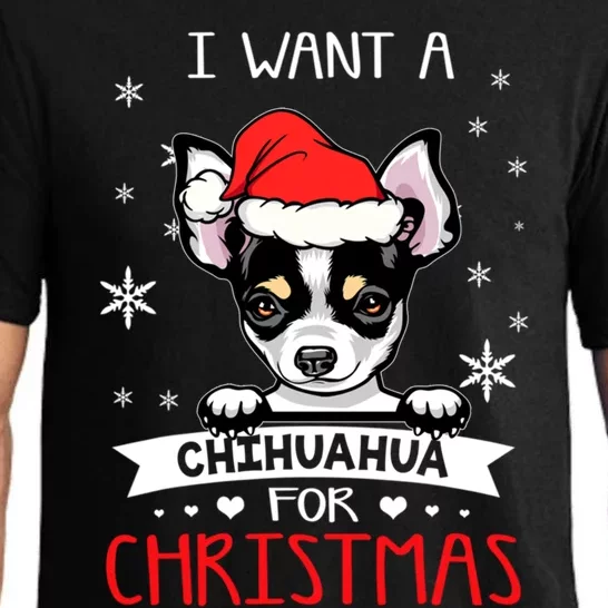 I Want For Christmas Is A Chihuahua Dog Santa Hat Gift Pajama Set