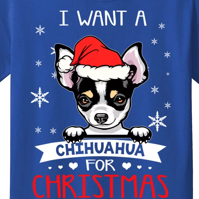 I Want For Christmas Is A Chihuahua Dog Santa Hat Gift Kids T-Shirt