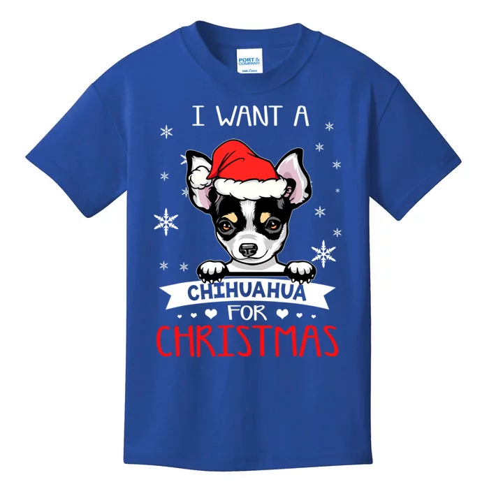 I Want For Christmas Is A Chihuahua Dog Santa Hat Gift Kids T-Shirt