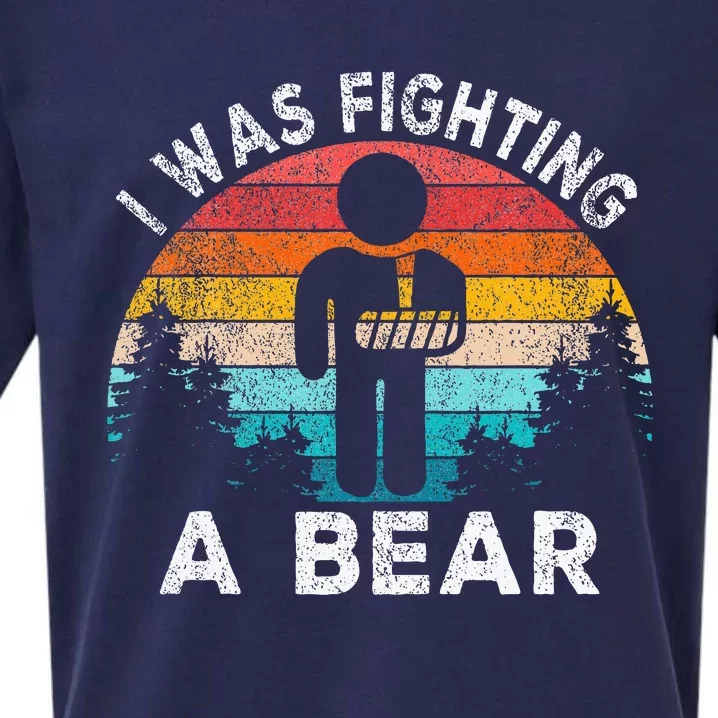 I Was Fighting A Bear Get Well Soon Broken Arm Surgery Retro Sueded Cloud Jersey T-Shirt