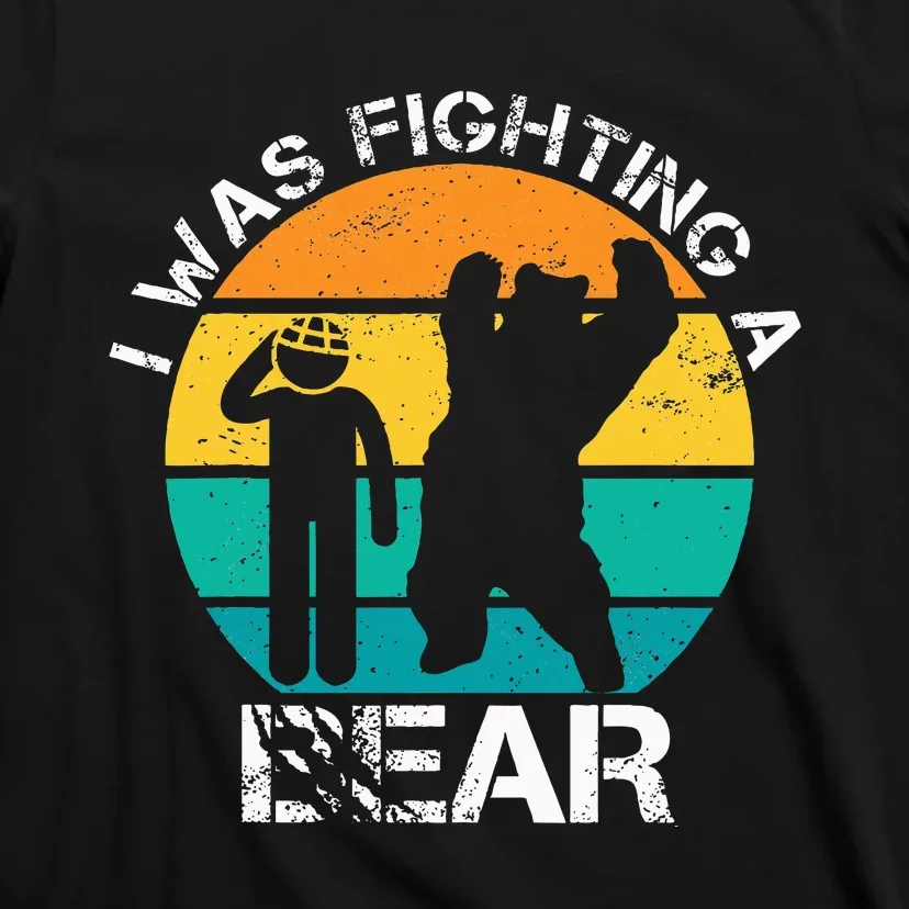 I Was Fighting A Bear Funny Head Injury Concussion Retro T-Shirt