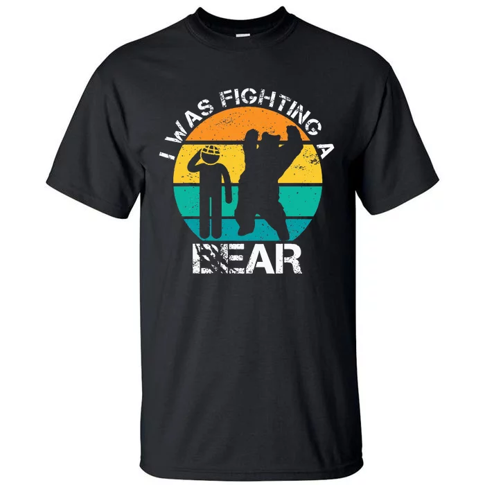 I Was Fighting A Bear Funny Head Injury Concussion Retro Tall T-Shirt